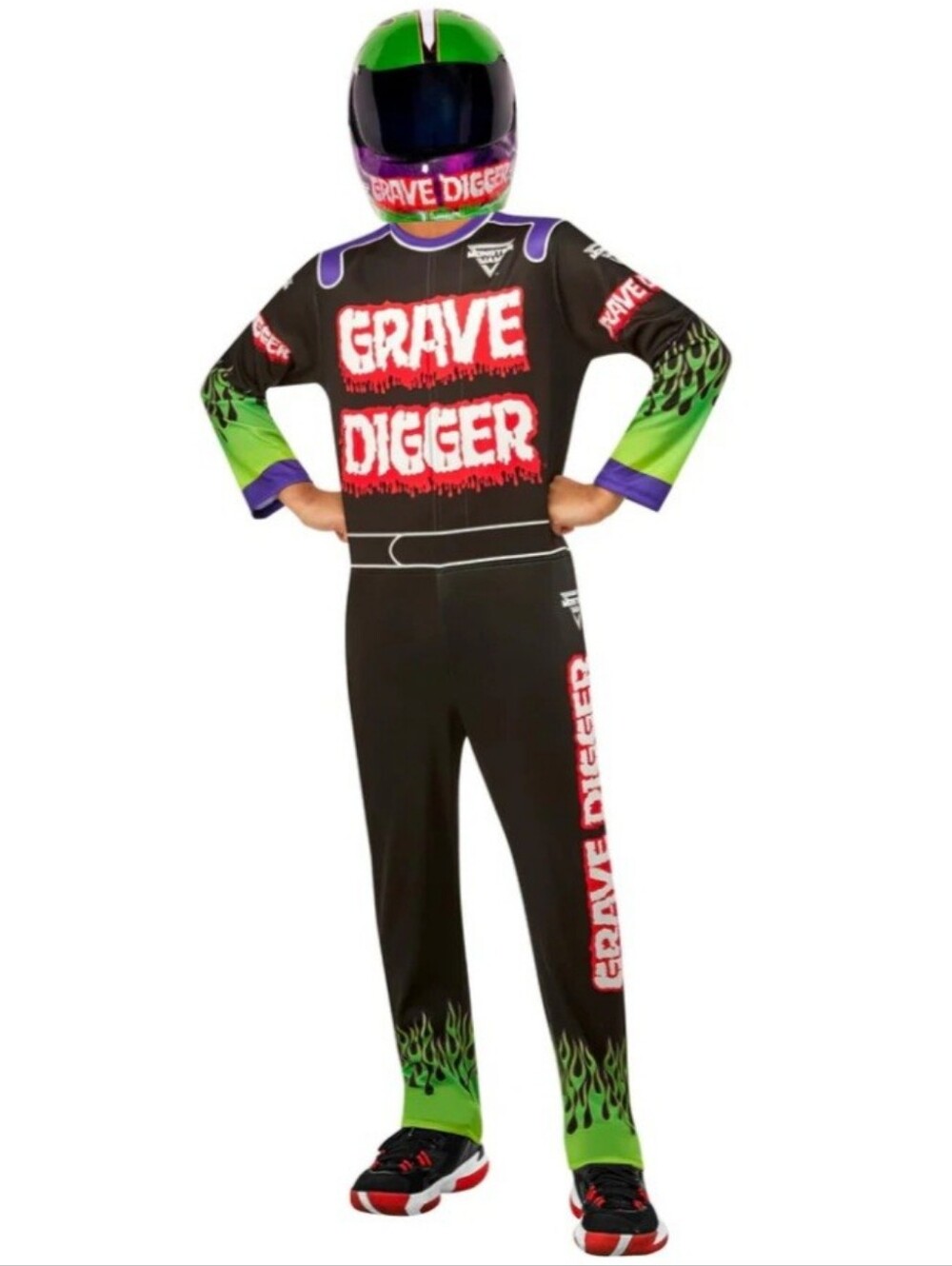 Grave Digger Kids Racing Costume - Black & Green